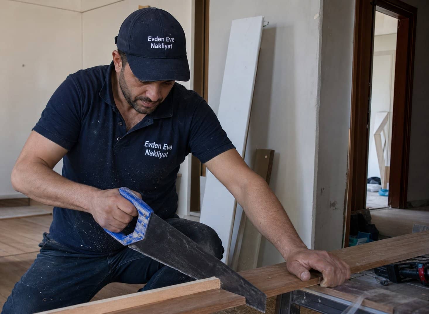 Eşya Depolama kapsamında ahsap cercevede elektrikli aletle demontaj