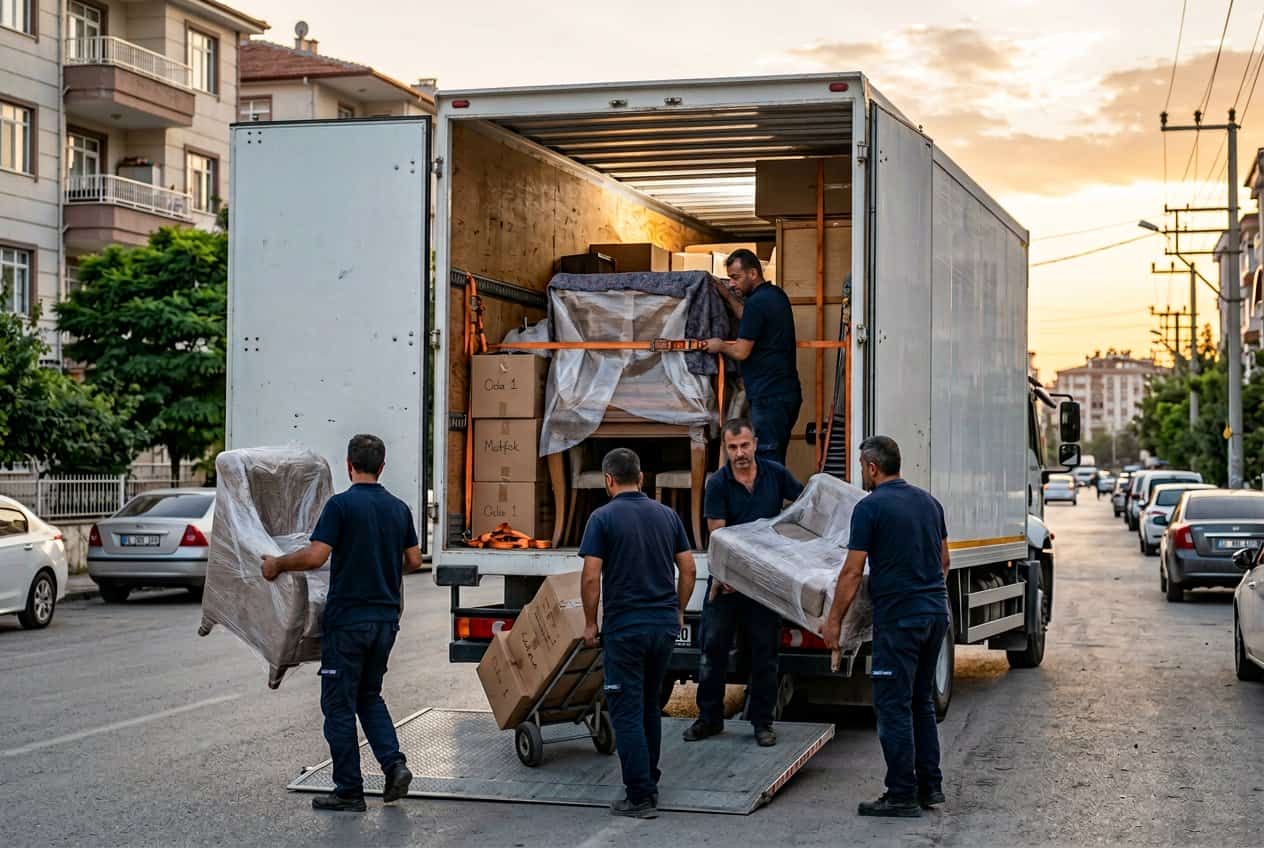 Eşya Paketleme - kamyon kasasinda esya istifleme calismasi