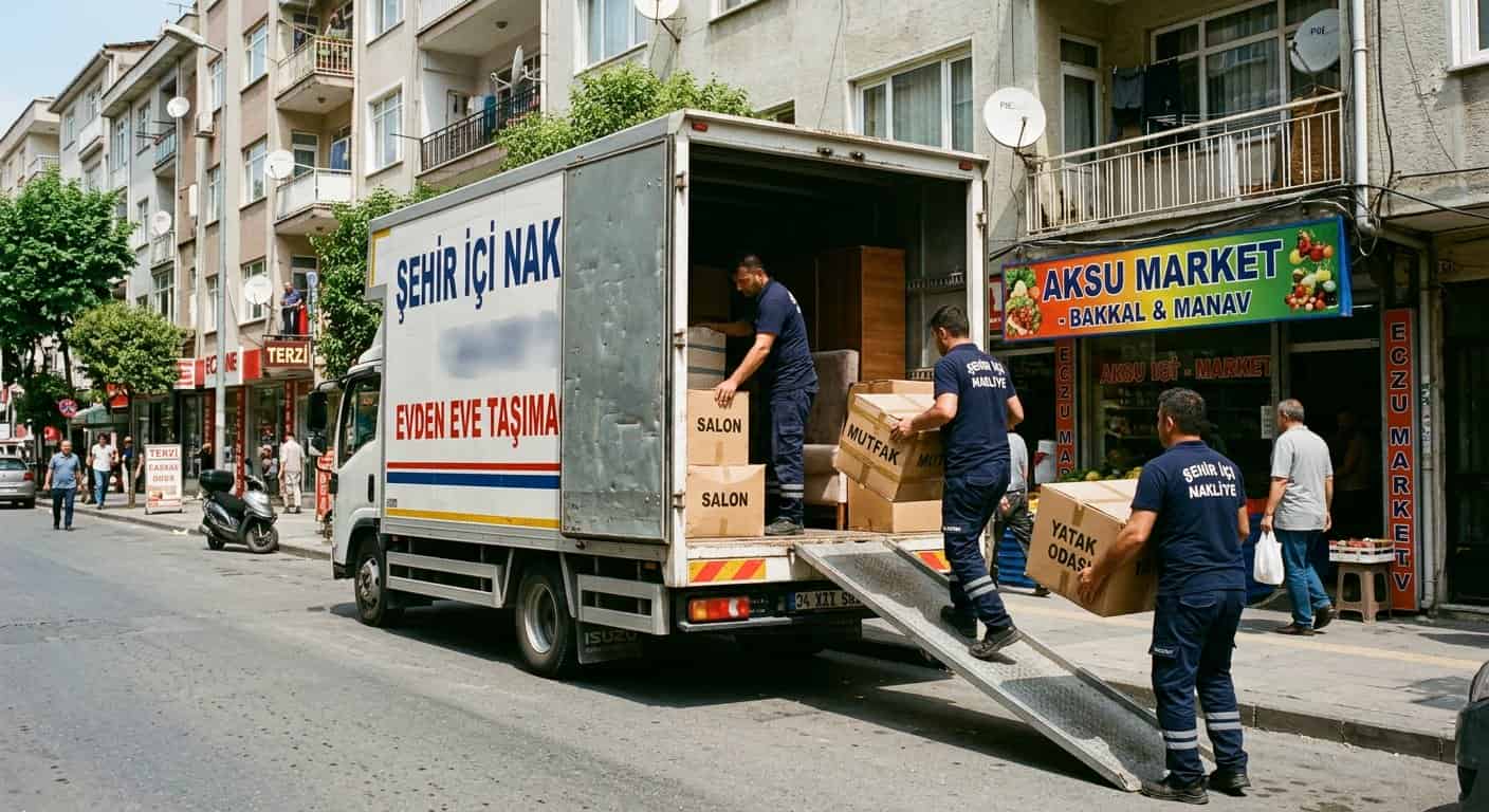Kırklareli Evden Eve Nakliyat kapsamında mahalle arasinda kamyonla ev tasima