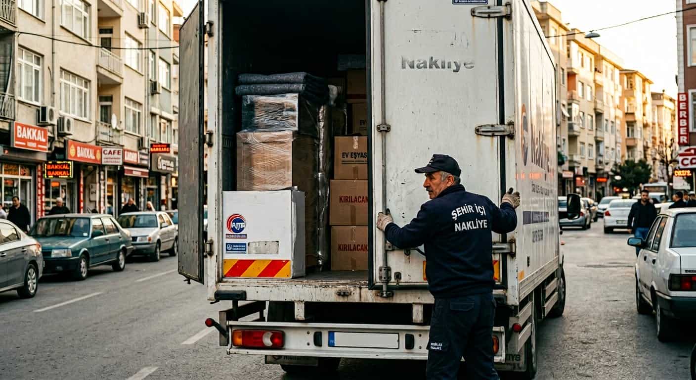 İstanbul Evden Eve Nakliyat kapsamında merkez caddede kamyon arkasi esya kabul